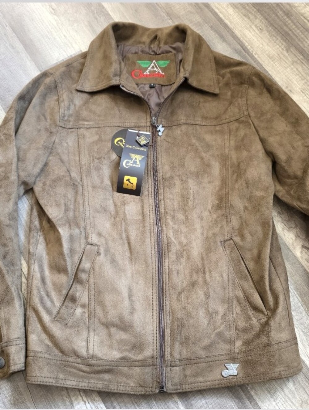 Nwt Emporio Armani Y2k 90s Men's Brown Suede Zip Jacket Classic Collar Heritage